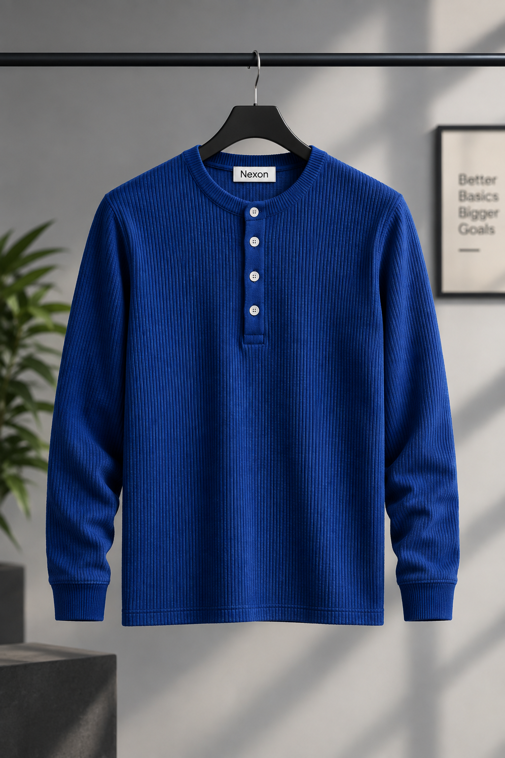 Men’s Trendy Henley Blue