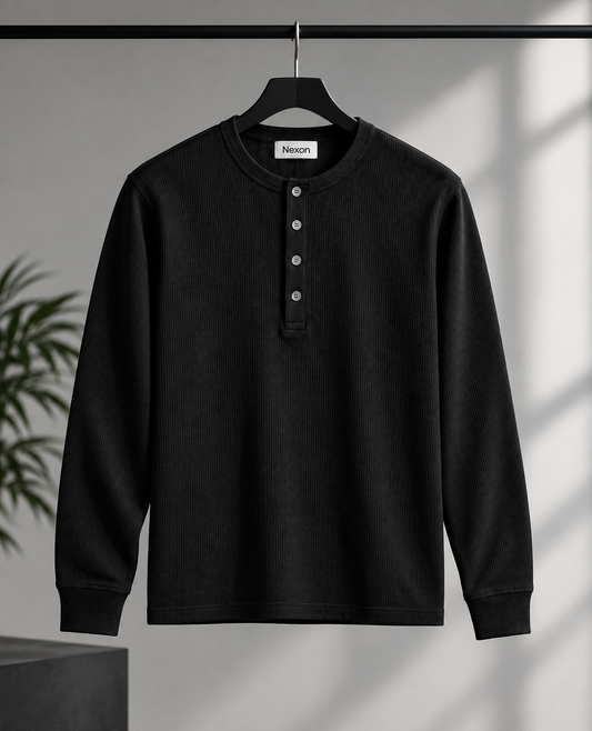 Men’s Trendy Henley Black