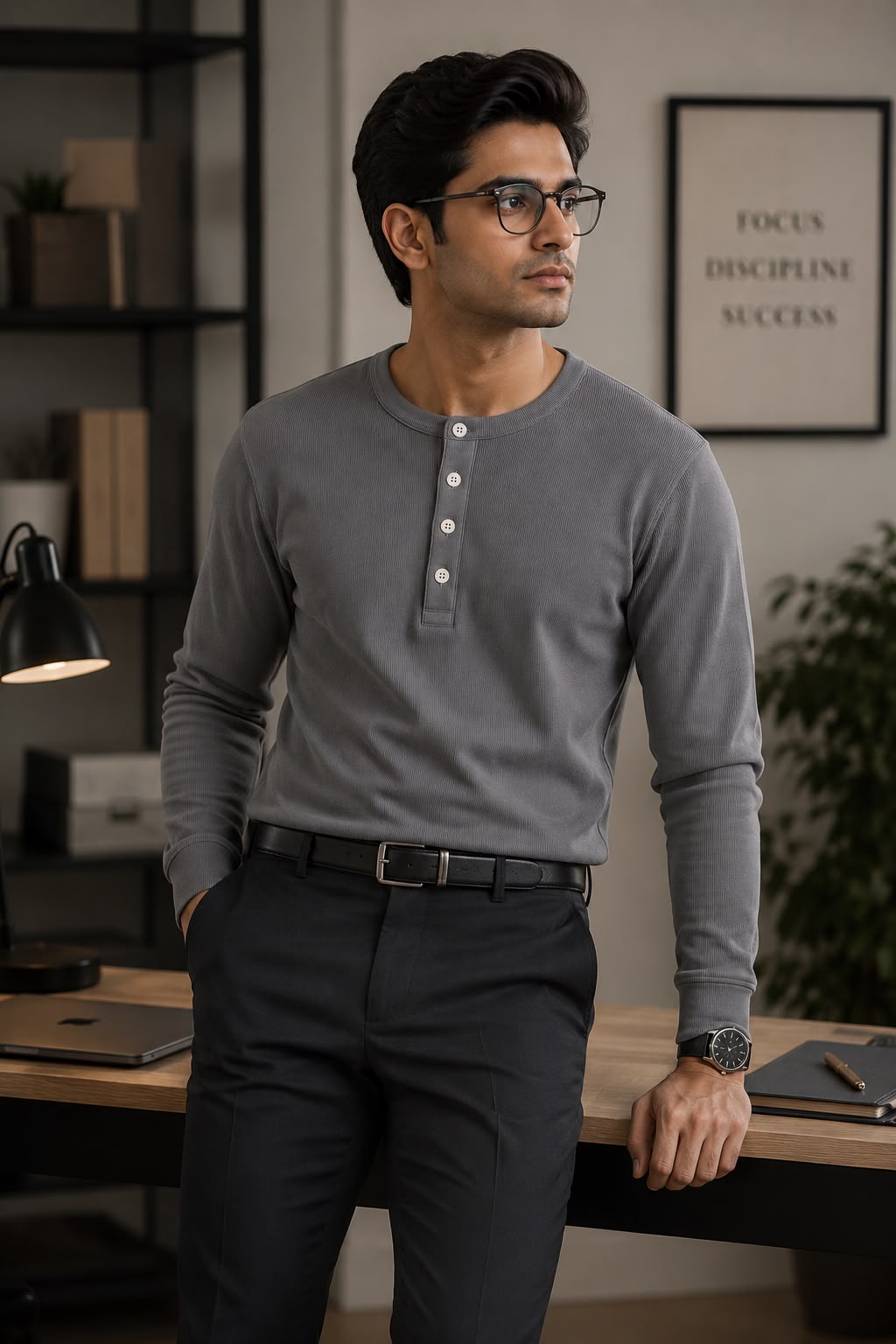 Men’s Trendy Henley ASH